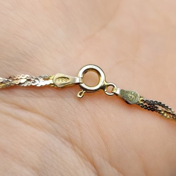 Beautiful Sterling Silver 925 woven tri-color bracelet. - Picture 7 of 10